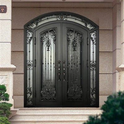 Dvojna steklena vrata iz kovanega železa